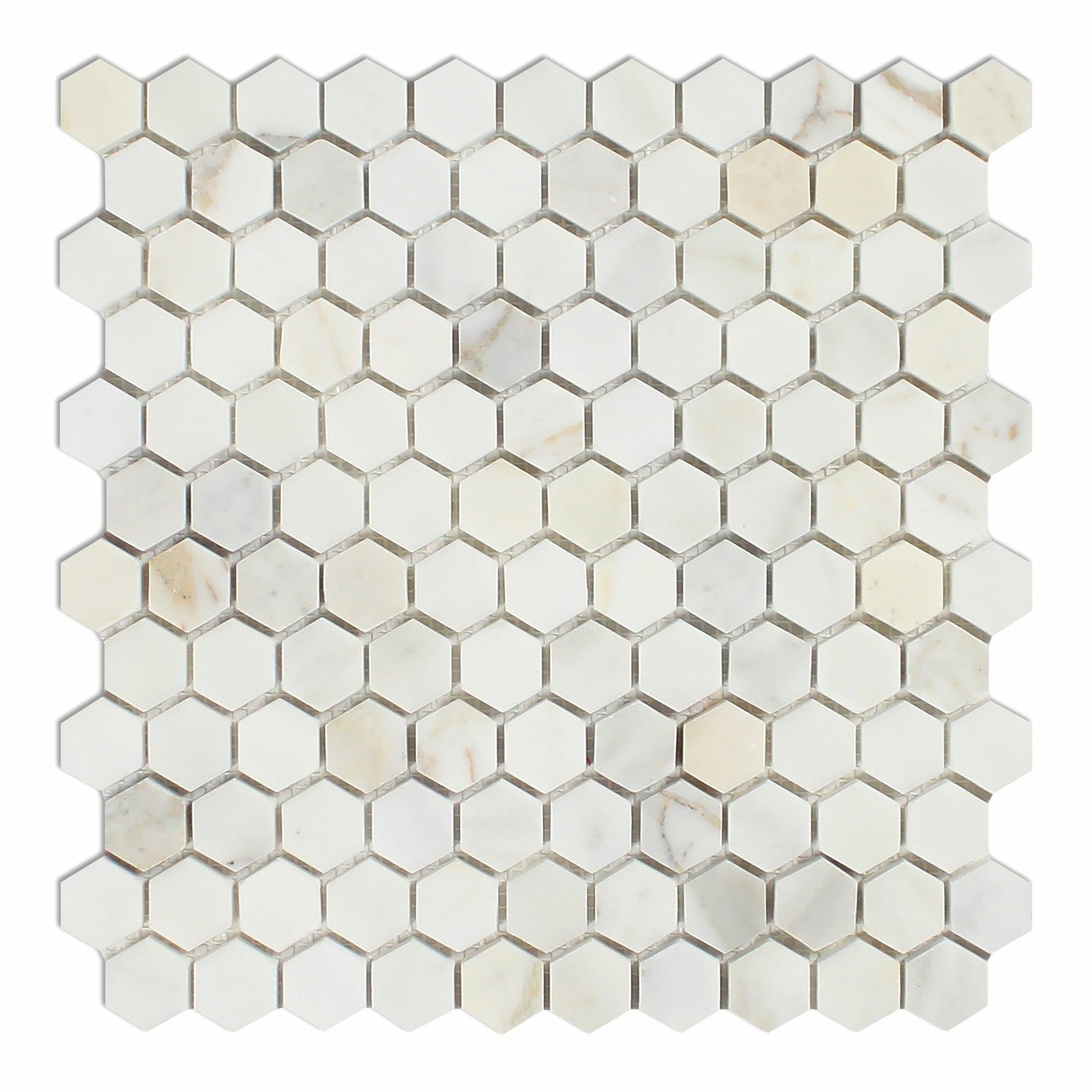 Calacatta Gold Marble Honed 1" Mini Hexagon Mosaic Tile-Marble Mosaic-American Tile Depot