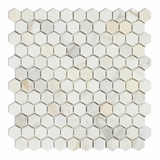 Calacatta Gold Marble Honed 1" Mini Hexagon Mosaic Tile