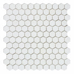 Thassos White Marble Honed 1" Mini Hexagon Mosaic Tile-Marble Mosaic-American Tile Depot