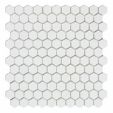 Thassos White Marble Honed 1" Mini Hexagon Mosaic Tile