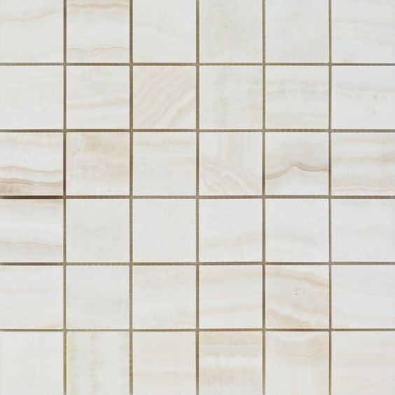 2 X 2 Premium White Onyx VEIN-CUT Polished Mosaic Tile-Marble Mosaic-American Tile Depot