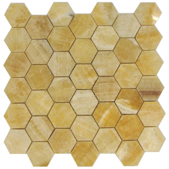 Honey Onyx Polished 2'' Hexagon Mosaic Tile-Onyx Mosaic-American Tile Depot