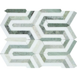 Thassos White Marble Polished Berlinetta Mosaic Tile w / Ming-Green-Marble Mosaic-American Tile Depot