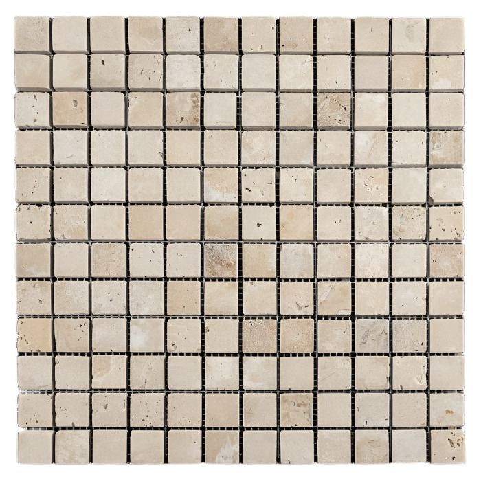 1 X 1 Walnut Travertine Tumbled Mosaic Tile