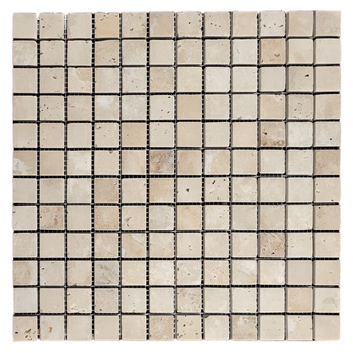 1 X 1 Walnut Travertine Tumbled Mosaic Tile-Travertine Mosaic-American Tile Depot