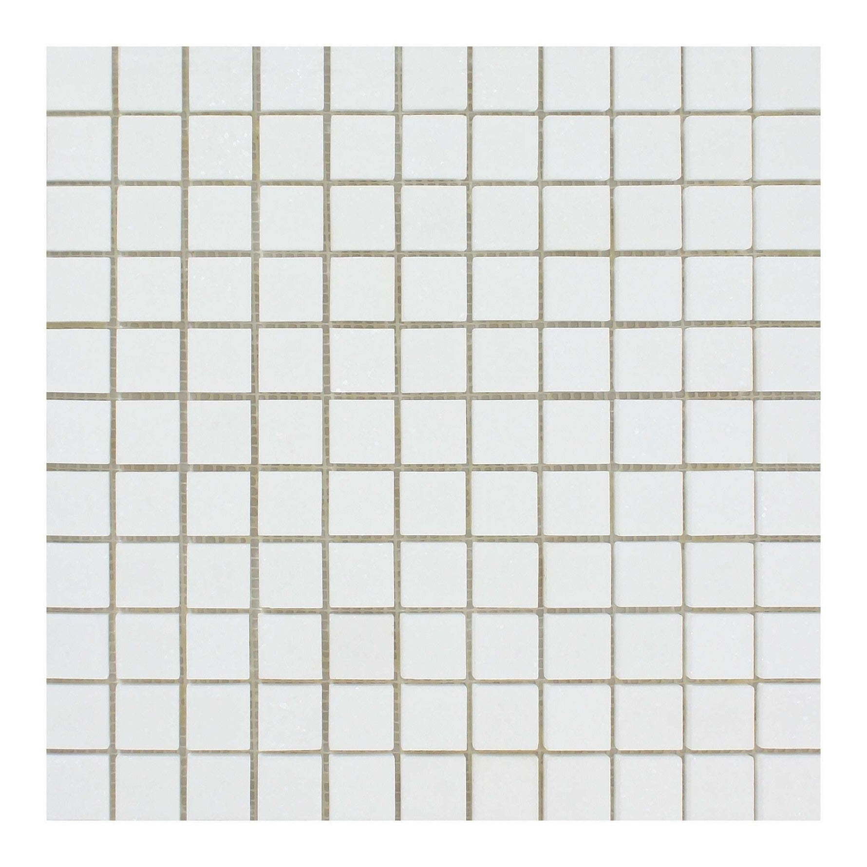 1 X 1 Thassos White Marble Honed Mosaic Tile-Marble Mosaic-American Tile Depot