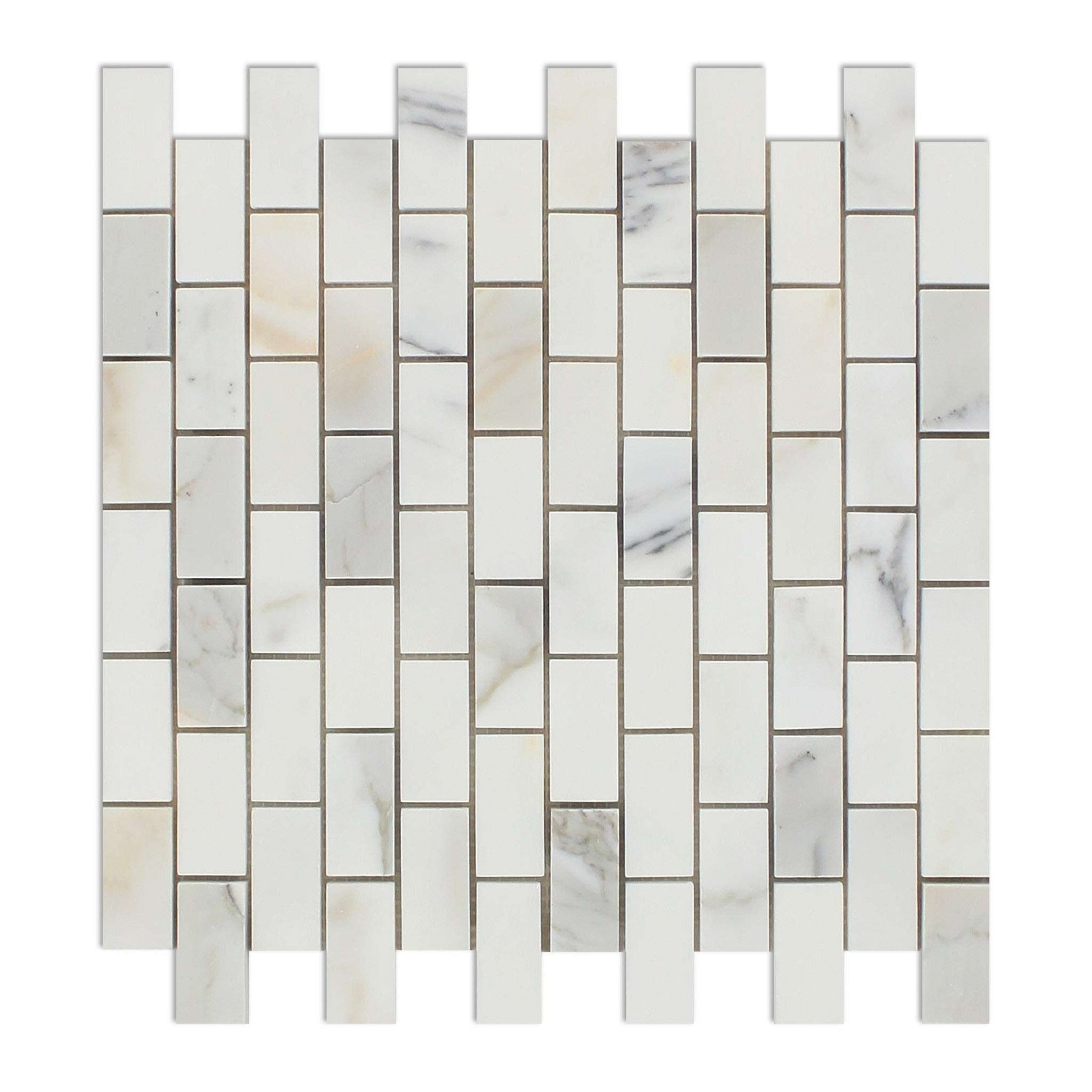 1 X 2 Calacatta Gold Marble Polished Brick Mosaic Tile-Marble Mosaic-American Tile Depot