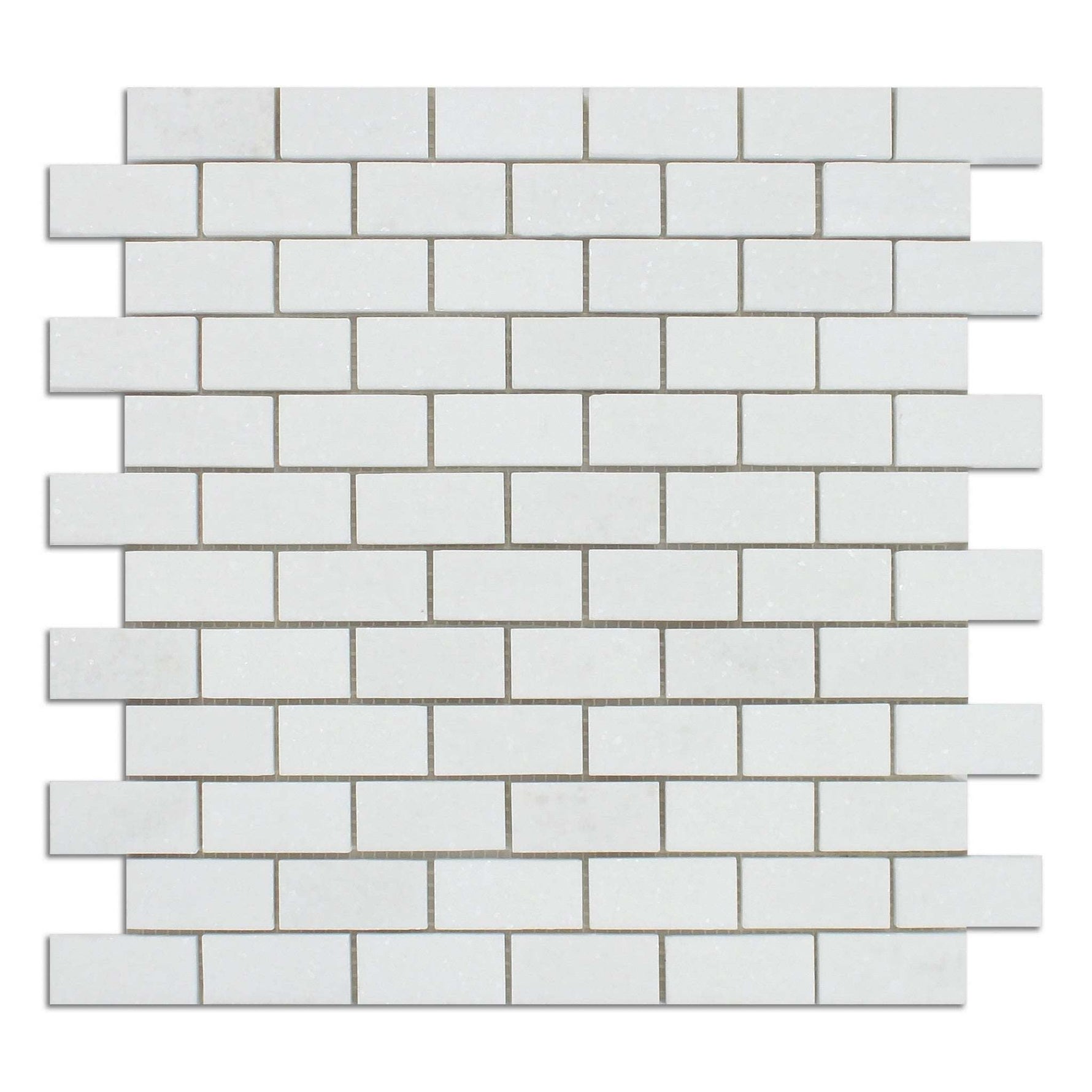 1 X 2 Thassos White Marble Polished Brick Mosaic Tile-Marble Mosaic-American Tile Depot