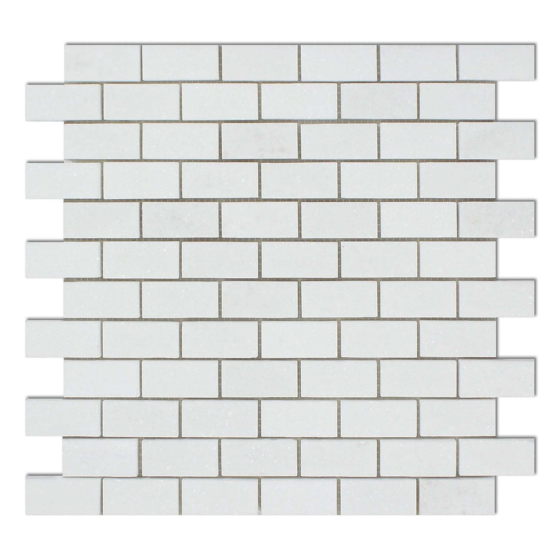 1 X 2 Thassos White Marble Polished Brick Mosaic Tile-Marble Mosaic-American Tile Depot