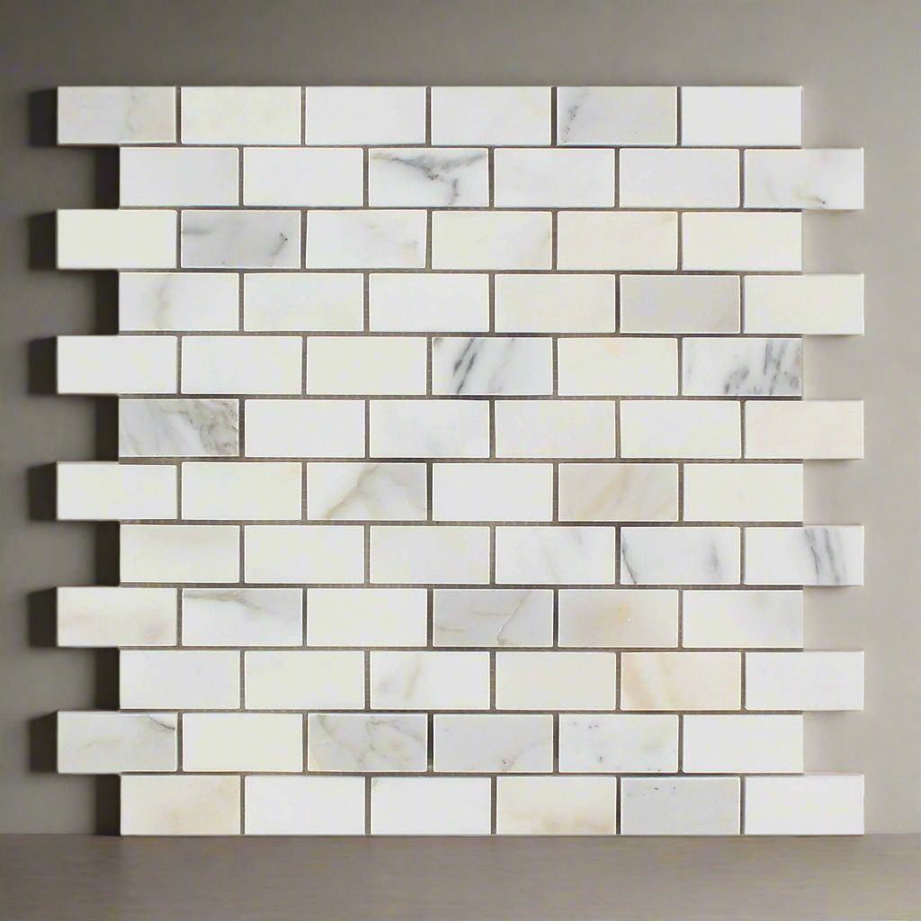 1 X 2 Calacatta Gold Marble Honed Brick Mosaic Tile-Marble Mosaic-American Tile Depot