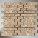 1 X 2 Walnut Travertine Tumbled Brick Mosaic Tile-Travertine Mosaic-American Tile Depot