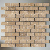 1 X 2 Walnut Travertine Tumbled Brick Mosaic Tile