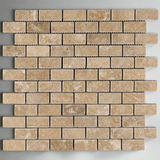 1 X 2 Walnut Travertine Tumbled Brick Mosaic Tile