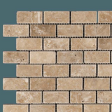 1 X 2 Walnut Travertine Tumbled Brick Mosaic Tile