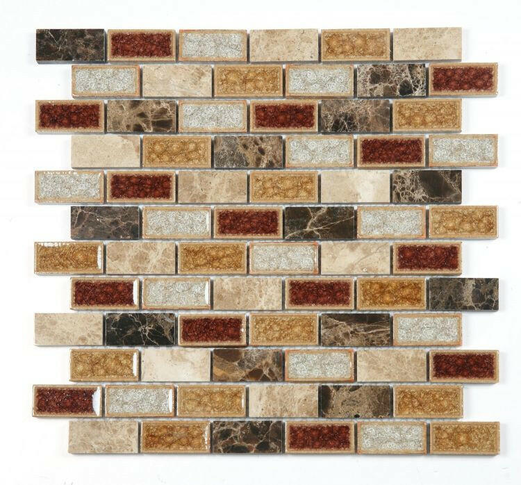 1x2 Garnet Brick Princess Mosaic Wall Tile-American Tile Depot