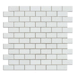 1 X 2 Thassos White Marble Honed Brick Mosaic Tile-Marble Mosaic-American Tile Depot