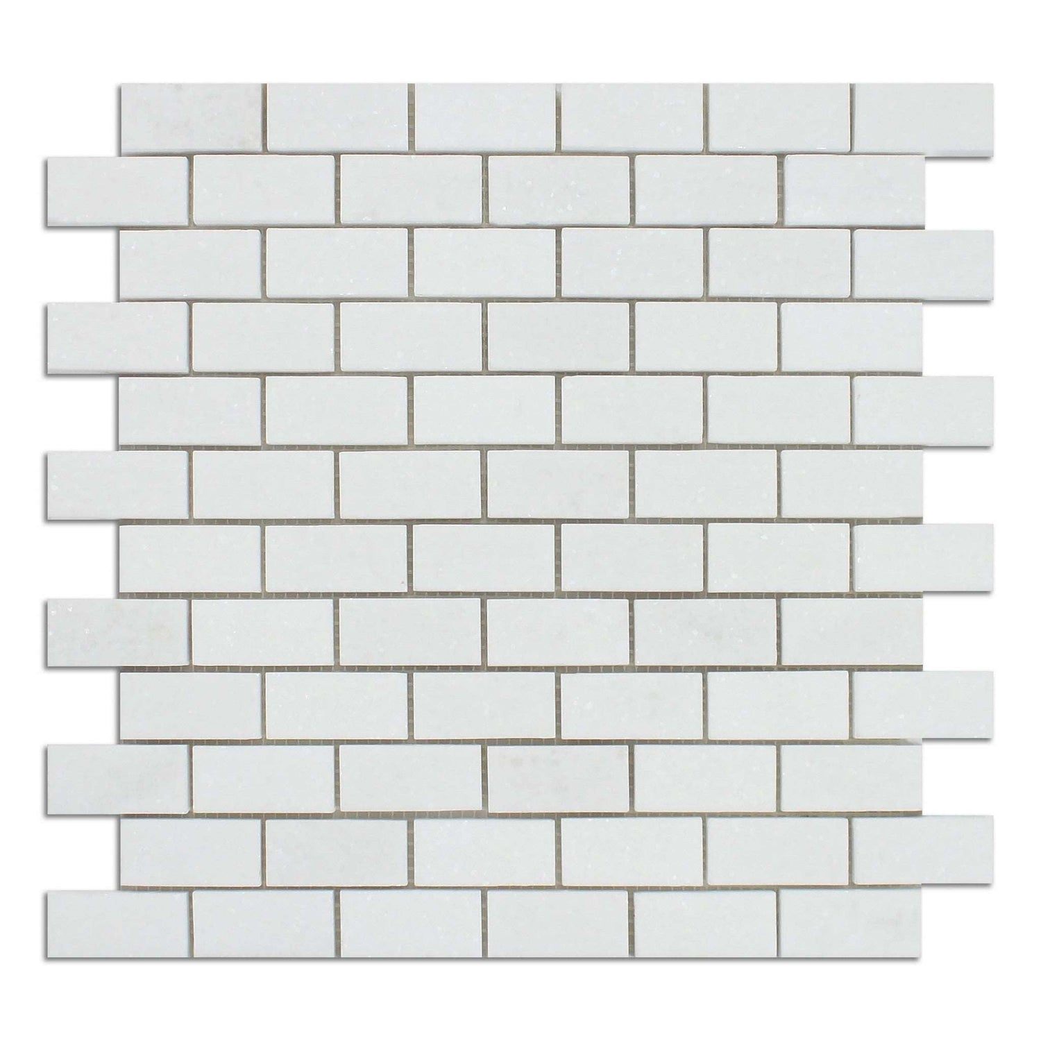 1 X 2 Thassos White Marble Honed Brick Mosaic Tile-Marble Mosaic-American Tile Depot