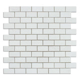 1 X 2 Thassos White Marble Honed Brick Mosaic Tile-Marble Mosaic-American Tile Depot