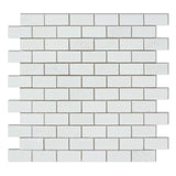 1 X 2 Thassos White Marble Honed Brick Mosaic Tile-Marble Mosaic-American Tile Depot