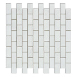 1 X 2 Thassos White Marble Honed Brick Mosaic Tile-Marble Mosaic-American Tile Depot