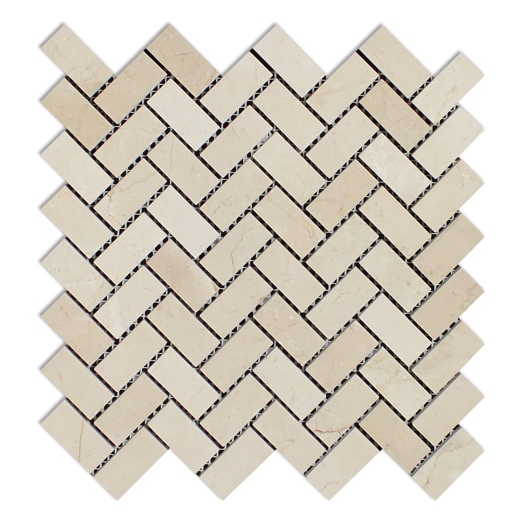 Crema Marfil Marble Honed 1 x 2 Herringbone Mosaic Tile-Marble Mosaic-American Tile Depot