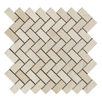 Crema Marfil Marble Polished 1 x 2 Herringbone Mosaic Tile-Marble Mosaic-American Tile Depot