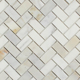 Calacatta Gold Marble Polished 1 x 2 Herringbone Mosaic Tile-Marble Mosaic-American Tile Depot