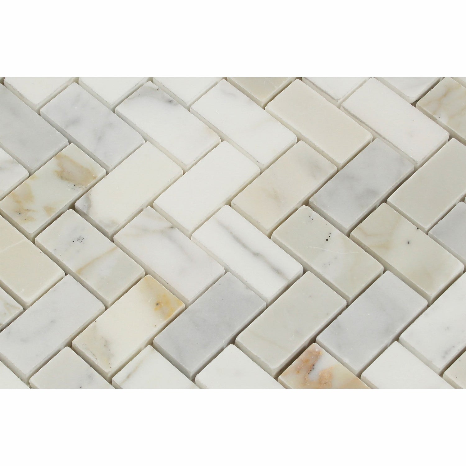 Calacatta Gold Marble Polished 1 x 2 Herringbone Mosaic Tile