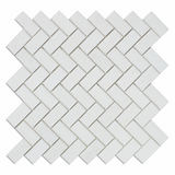 Thassos White Marble Polished 1 x 2 Herringbone Mosaic Tile