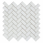 Thassos White Marble Polished 1 x 2 Herringbone Mosaic Tile-Marble Mosaic-American Tile Depot