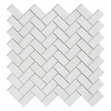 Thassos White Marble Polished 1 x 2 Herringbone Mosaic Tile