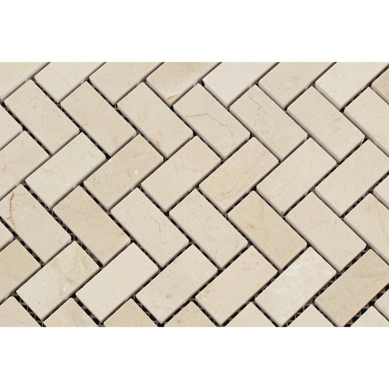 Crema Marfil Marble Polished 1 x 2 Herringbone Mosaic Tile