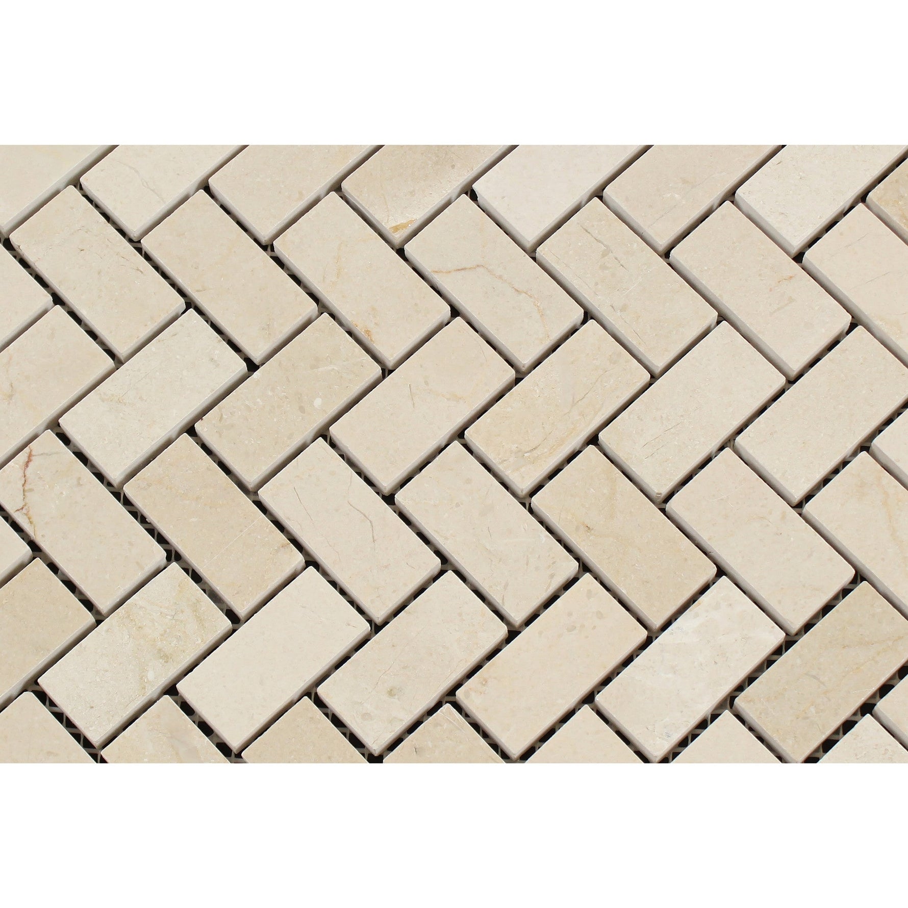 Crema Marfil Marble Honed 1 x 2 Herringbone Mosaic Tile