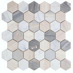 2" Beehive Blue Polished Hexagon Marble Mosaic Tile-Marble Mosaic-American Tile Depot