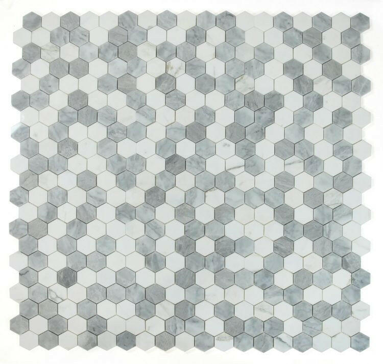 2" Beehive City Grey Polished Hexagon Marble Mosaic Tile-Marble Mosaic-American Tile Depot