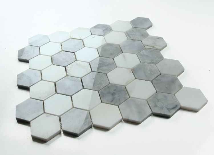 2" Beehive City Grey Polished Hexagon Marble Mosaic Tile-Marble Mosaic-American Tile Depot