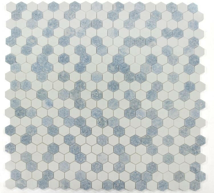 2" Beehive Crystal Ocean Polished Hexagon Marble Mosaic Tile-Marble Mosaic-American Tile Depot