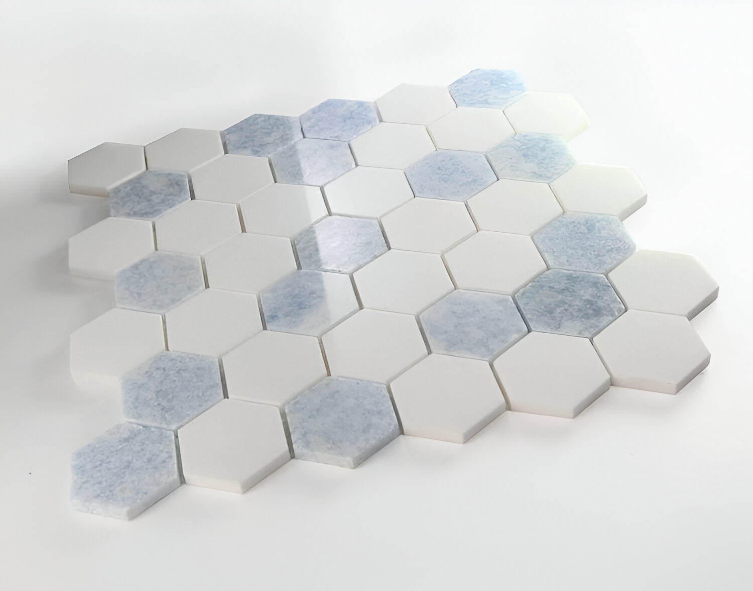 2" Beehive Crystal Ocean Polished Hexagon Marble Mosaic Tile-Marble Mosaic-American Tile Depot