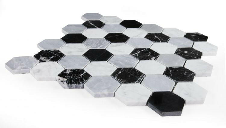 2" Beehive Moonlight Polished Hexagon Marble Mosaic Tile-Marble Mosaic-American Tile Depot