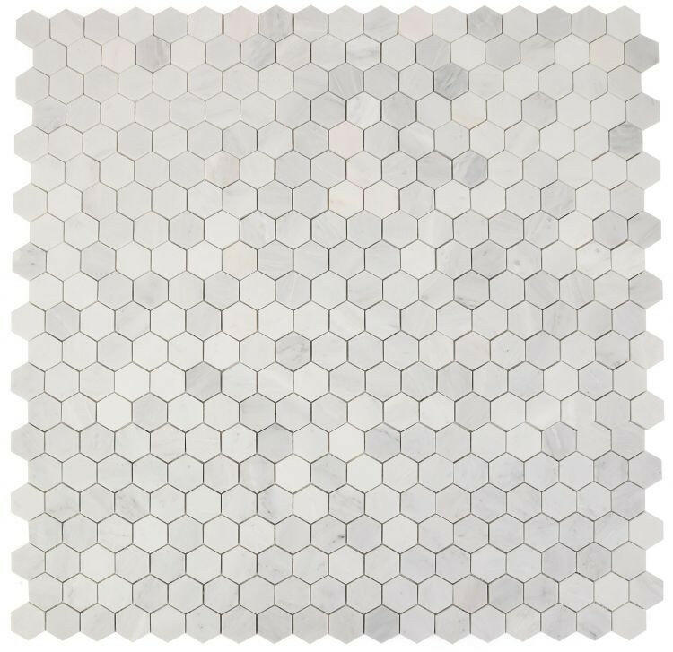 2" Beehive Snow White Honed Hexagon Marble Mosaic Tile-Marble Mosaic-American Tile Depot