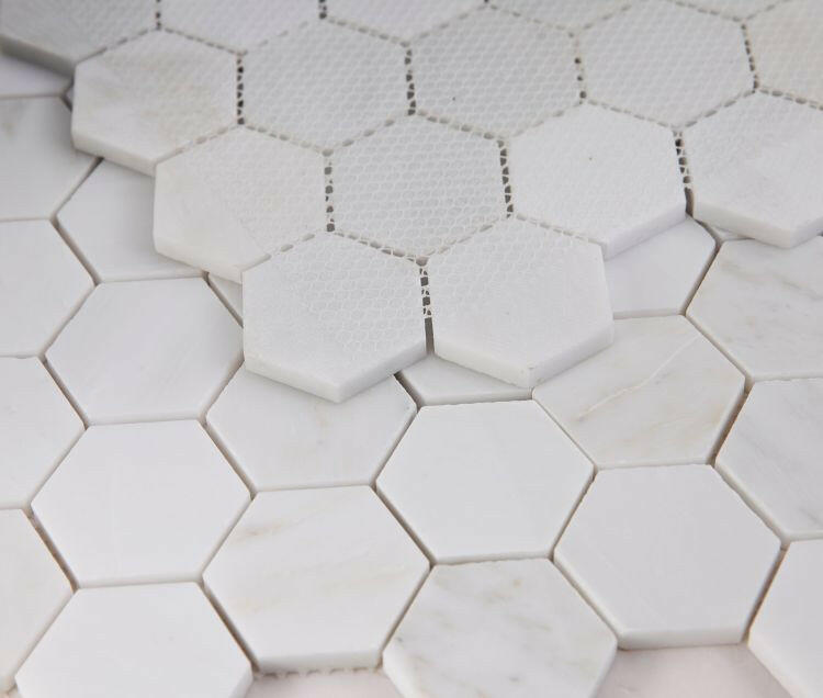 2" Beehive Snow White Honed Hexagon Marble Mosaic Tile-Marble Mosaic-American Tile Depot