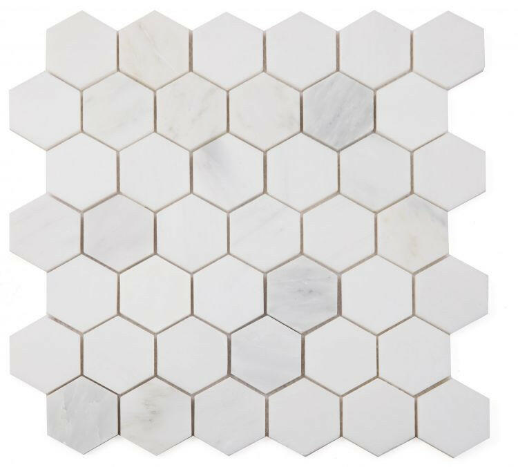 2" Beehive Snow White Honed Hexagon Marble Mosaic Tile-Marble Mosaic-American Tile Depot