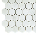 2" Beehive Snow White Honed Hexagon Marble Mosaic Tile-Marble Mosaic-American Tile Depot