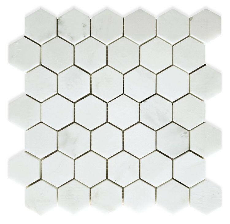 2" Beehive Snow White Polished Hexagon Marble Mosaic Tile-Marble Mosaic-American Tile Depot