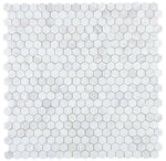 2" Beehive White Polished Hexagon Marble Mosaic Tile-Marble Mosaic-American Tile Depot