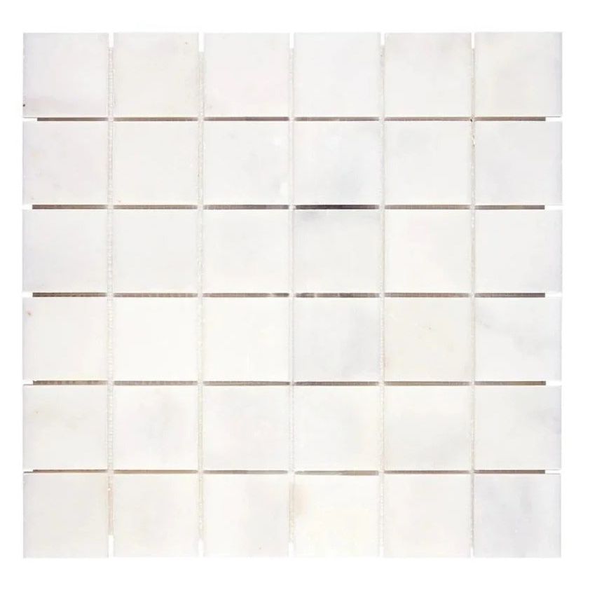 2 X 2 Afyon White Marble Polished Mosaic Tile-Marble Mosaic-American Tile Depot