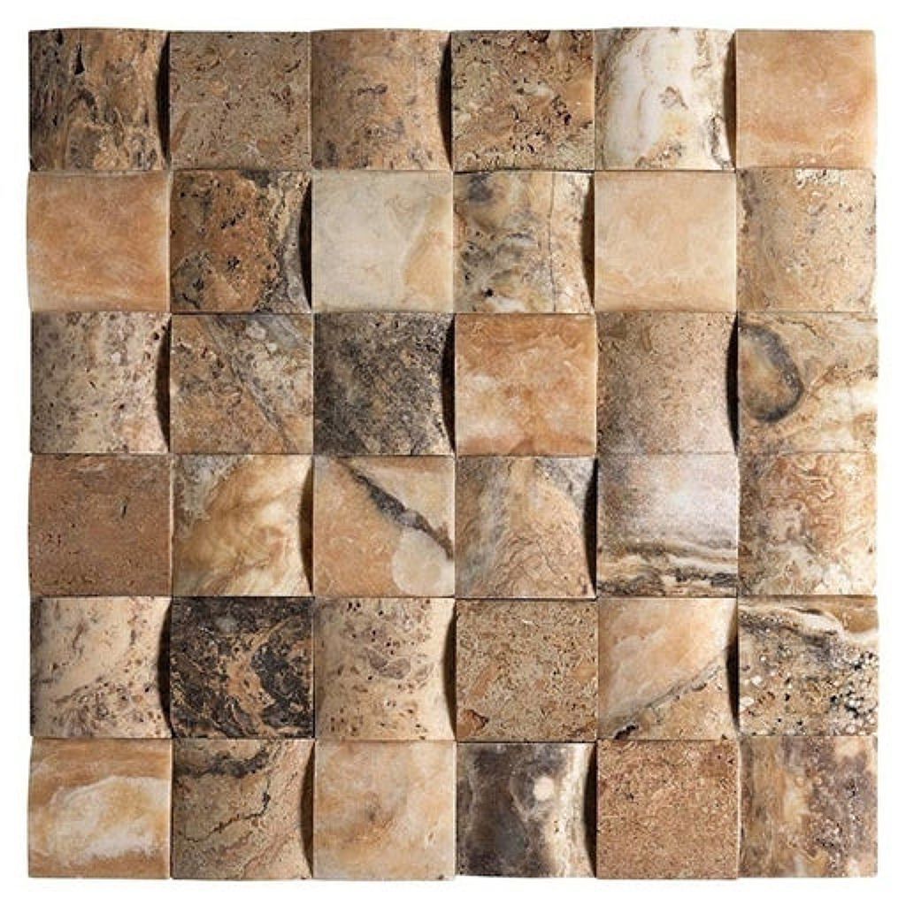 2 X 2 Antico Onyx Travertine CNC-Arched Mosaic Tile-Travertine Mosaic-American Tile Depot