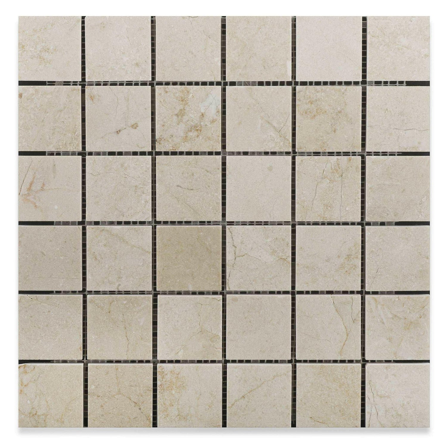 2 X 2 Crema Marfil Marble Polished Mosaic Tile-Marble Mosaic-American Tile Depot