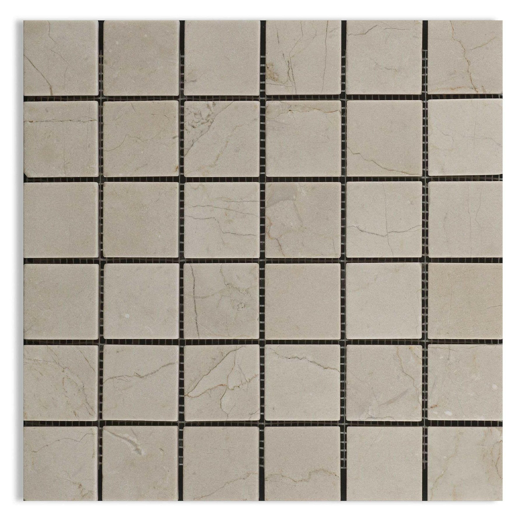 2 X 2 Crema Marfil Marble Tumbled Mosaic Tile-Marble Mosaic-American Tile Depot