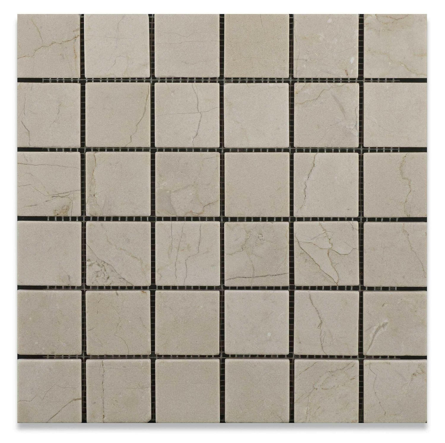 2 X 2 Crema Marfil Marble Tumbled Mosaic Tile-Marble Mosaic-American Tile Depot